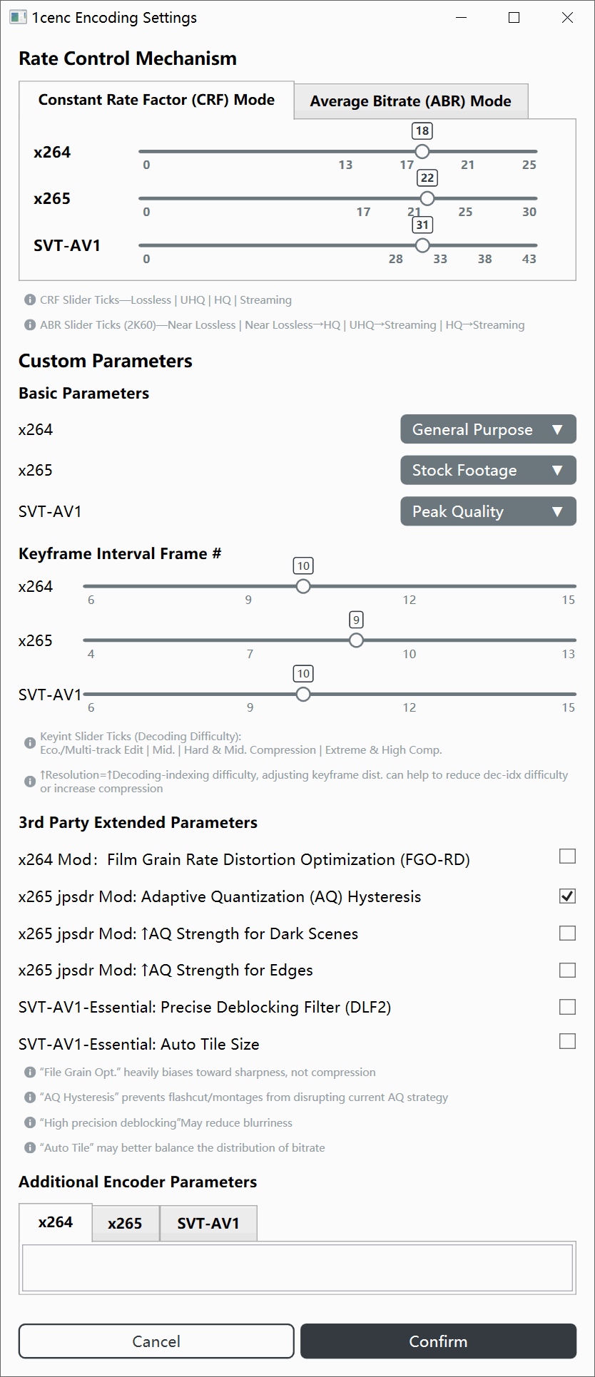 Encoder Setting Window